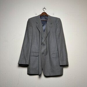 VTG Versini Prep Blazer Coat Jacket Men 48L Grey Formal Silk Wool Minimal Office